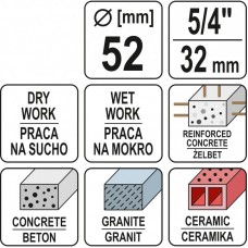 YATO Carota diamantata, prindere 5/4, diametru 52 ..